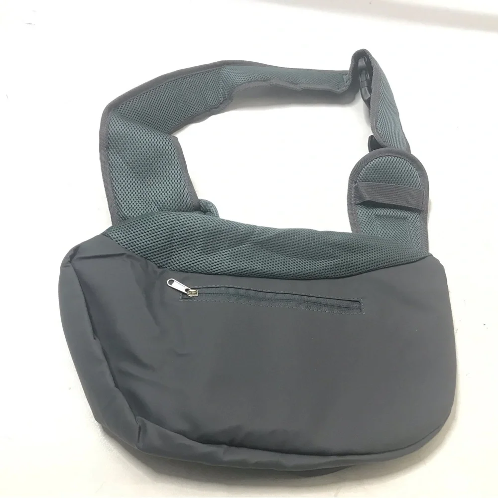Breathable Cat Dog Carrier Bag Portable Size M Pet Shoulder Crossbody Gray Teal